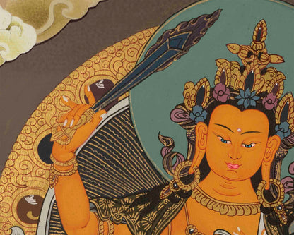 Manjushree Thangka Painting | Buddhist Wall Hanging