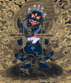Sakya Mahakala with His Retinues and Sakya Masters, A complete Set of Mahakala Thangka