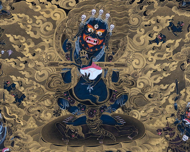 Sakya Mahakala with His Retinues and Sakya Masters, A complete Set of Mahakala Thangka