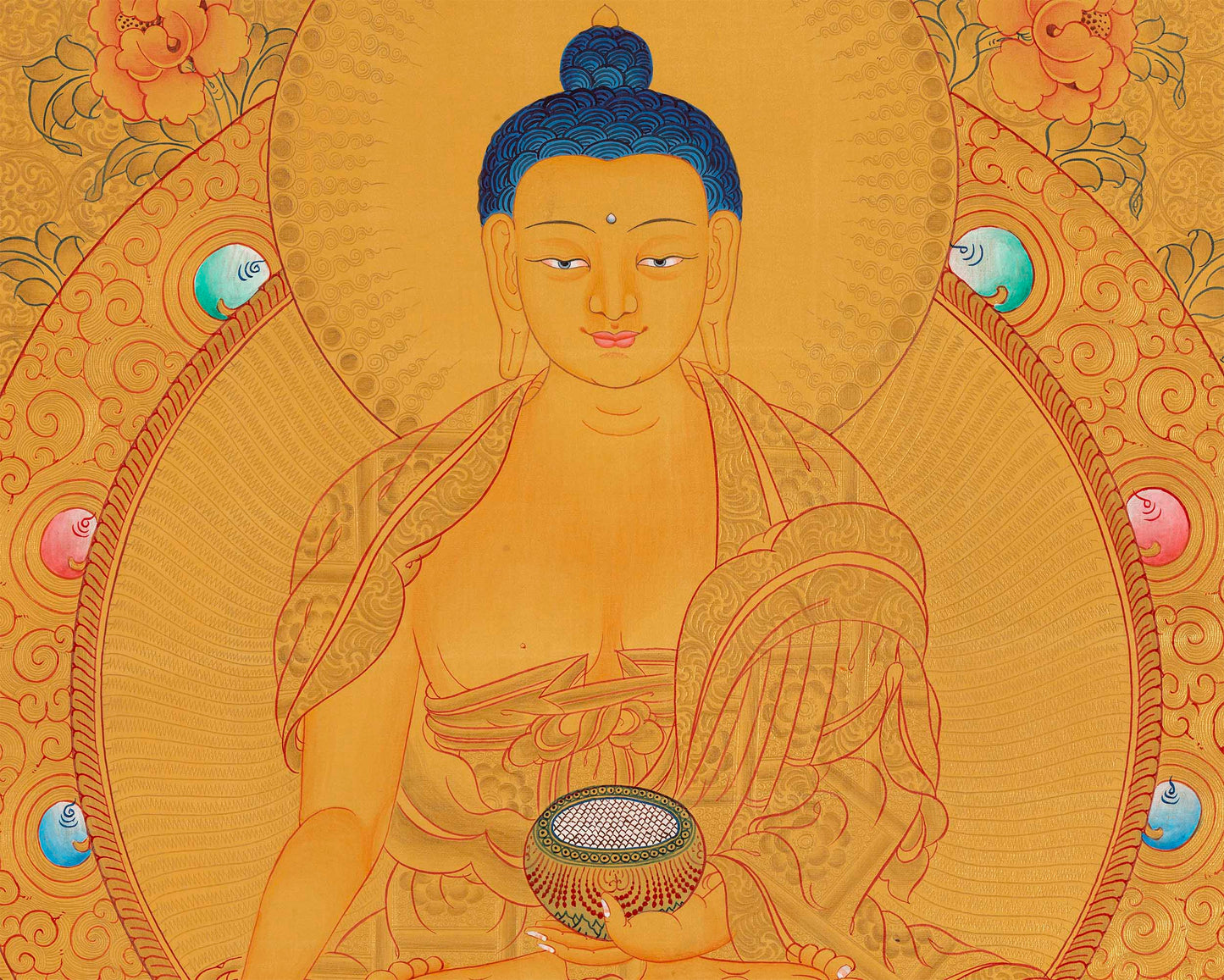 Gold Shakyamuni Buddha Thangka | Himalayan Art