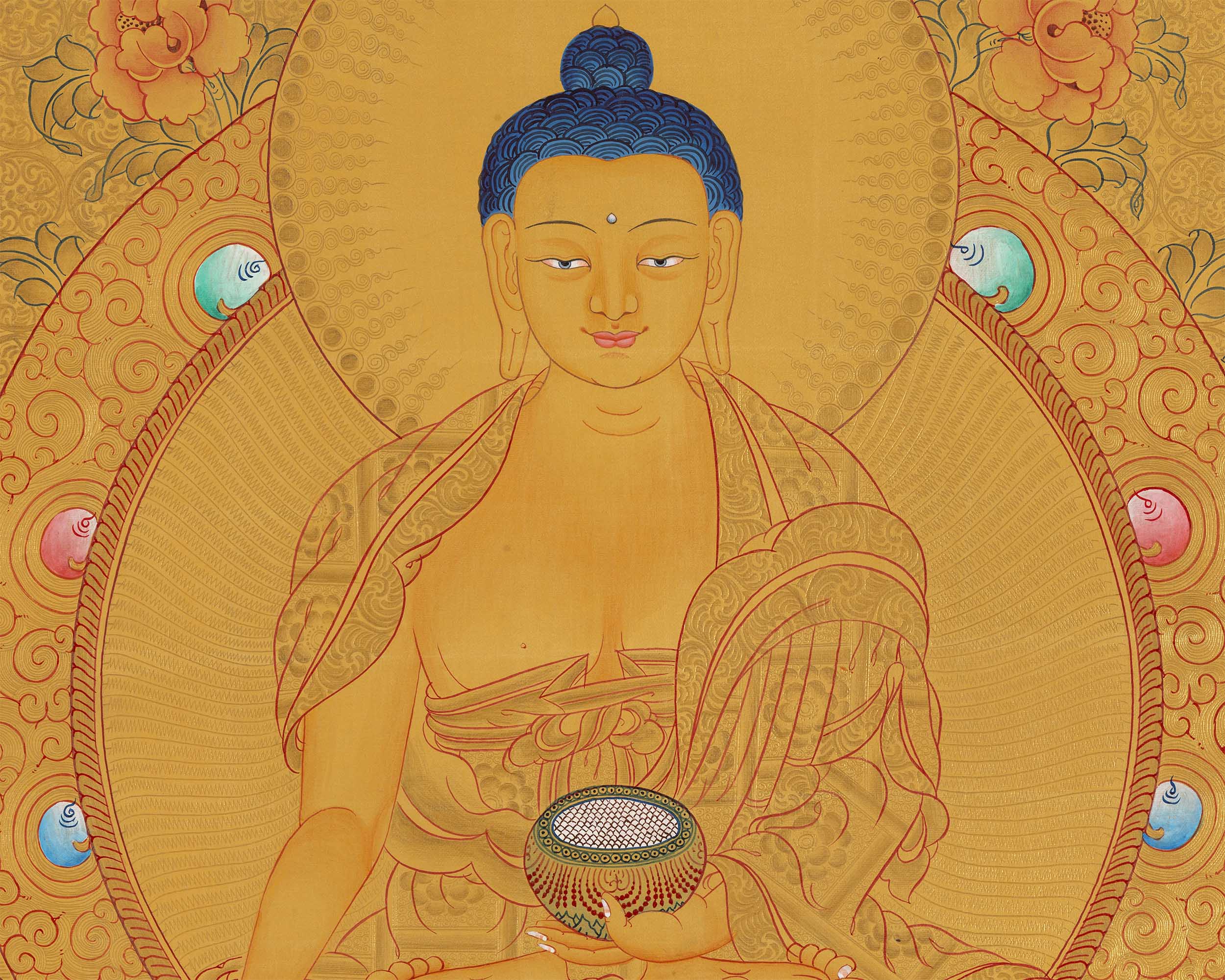 Gold Shakyamuni Buddha Thangka | Himalayan Art