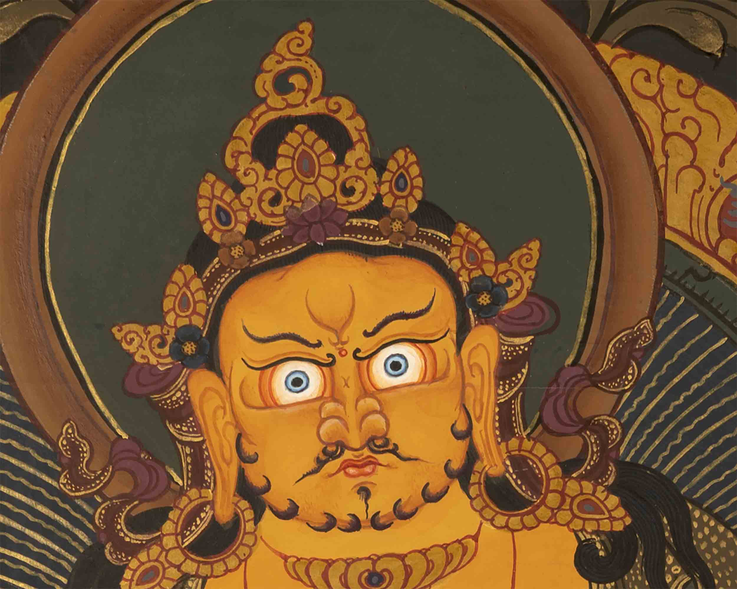 Jhambala Kubera and Manjushri Thangka | HandPainted Buddhist Thangka
