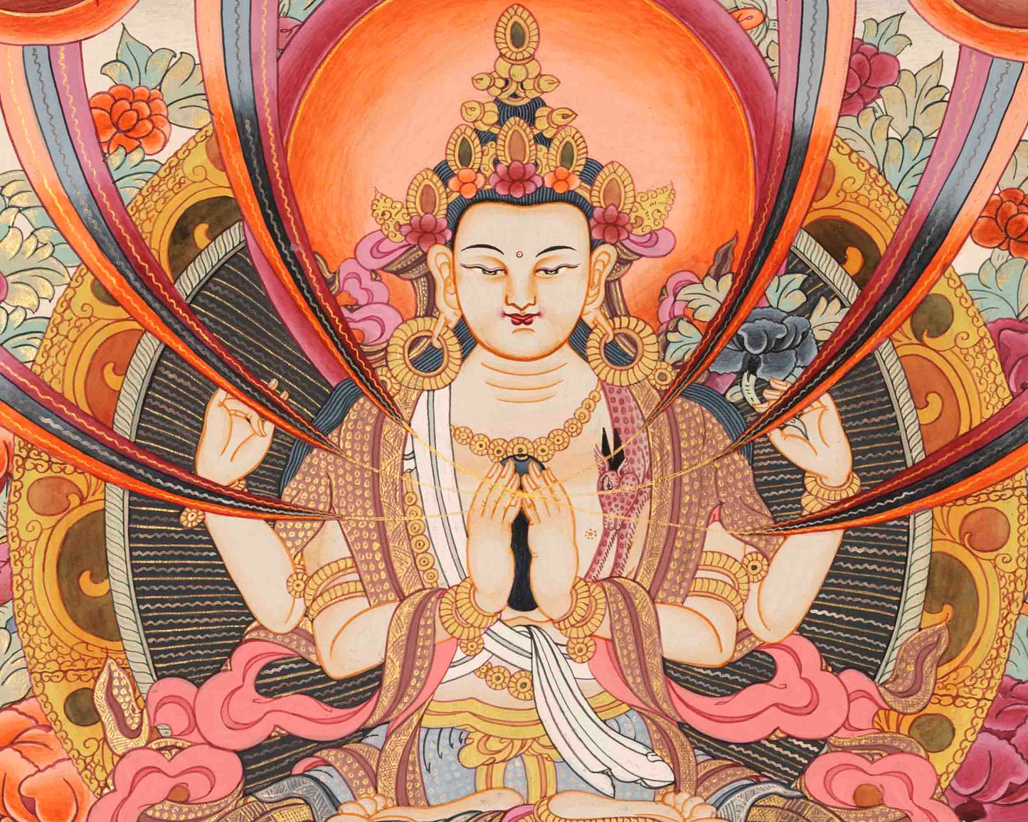 Avalokitesvara Chengrezig Thangka | Traditional Tibetan Art