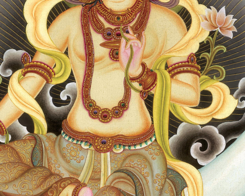 Chandra Dev Giclee Thangka Print | Deity Of Moon | Spiritual Gift Ideas