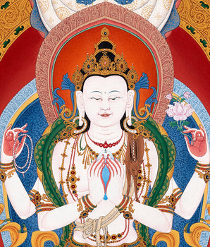 Chenrezig Thangka | Buddhist Art Prints | Traditional Art of Avalokiteshvara