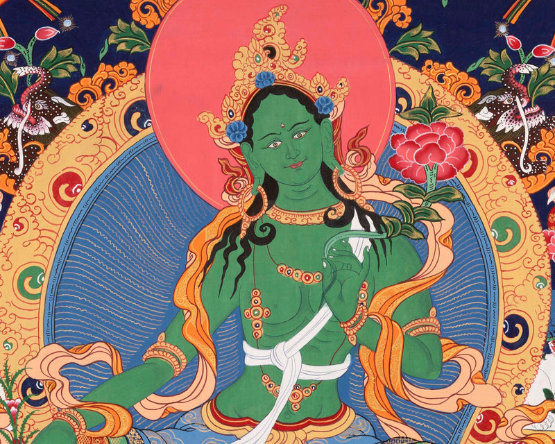 Green Tara Thangka | Wall Decor Painting