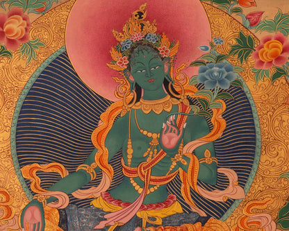 Buddhist Green Tara Thangka | Wall Hanging Decorations