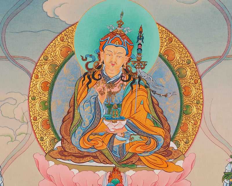 Buddha Guru Rinpoche Thangka Painting | Traditional Tibetan Buddhist Art