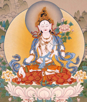 White Tara Art Long Life Bodhisattva | Traditional Tibetan Thangka