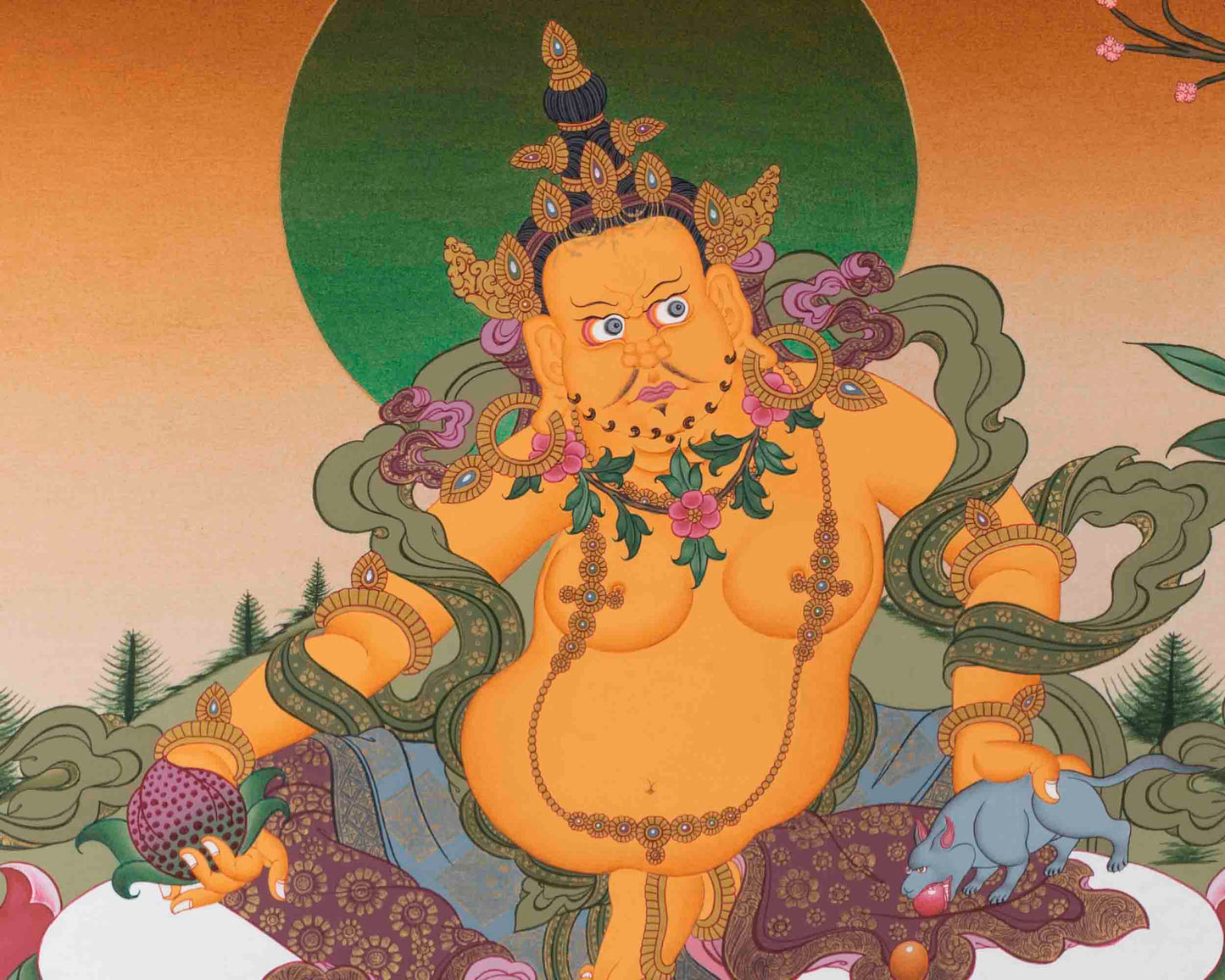 Dzambala Kubera Thangka | Wealth Deity | Religious Wall Decors