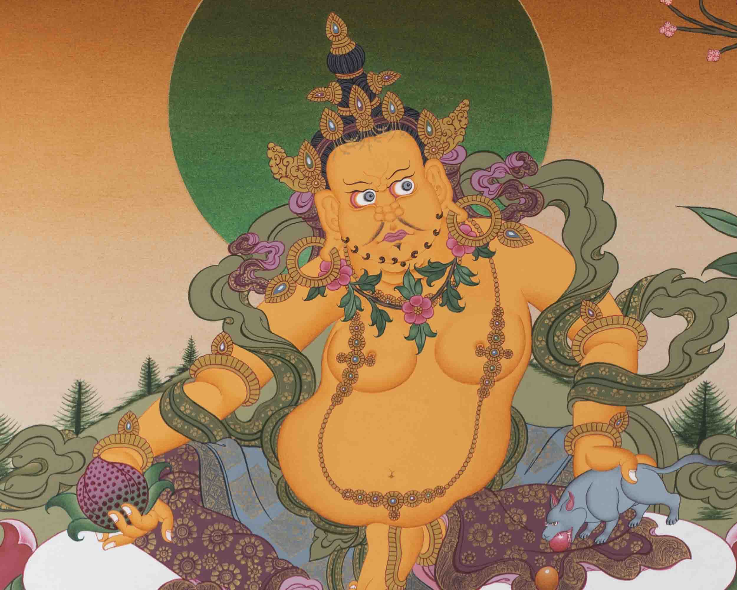 Dzambala Kubera Thangka | Wealth Deity | Religious Wall Decors