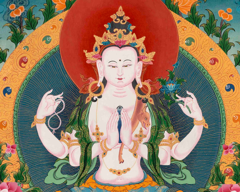 Avalokiteshvara Chengrezig | Traditional Tibetan Thangka | Wall Decors