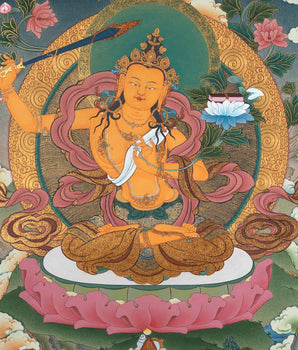 Manjushri Bodhisattva Thangka Painting | The Bodhisattva Of Wisdom Art On Cotton Canvas