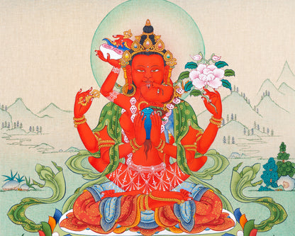 Red Chenrezig Thangka | Gyalwa Gyatso | Meditational Deity | Karma Kagyu Lineage