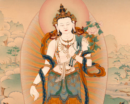 Standing Chenrezig Thangka | Bodhisattva Art Print