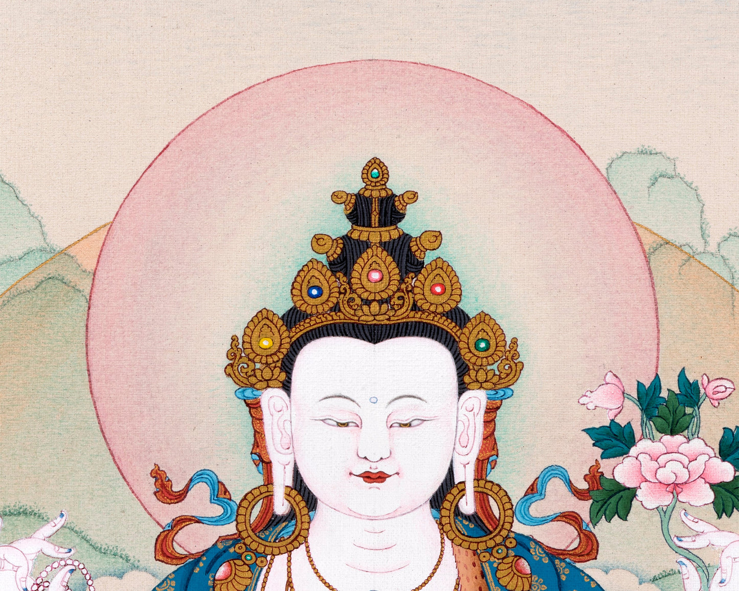 Avalokiteshvara- Chenrezig Bodhisattva Thangka, Tibetan Vajrayana Buddhist Painting