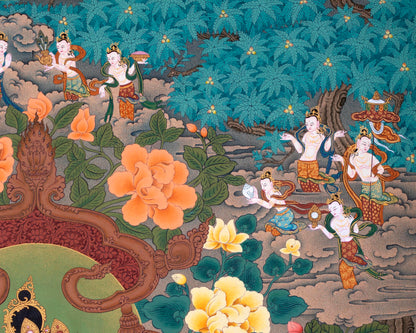 Jambala, Dzambhala Thangka Painting, Tibetan Thangka Print