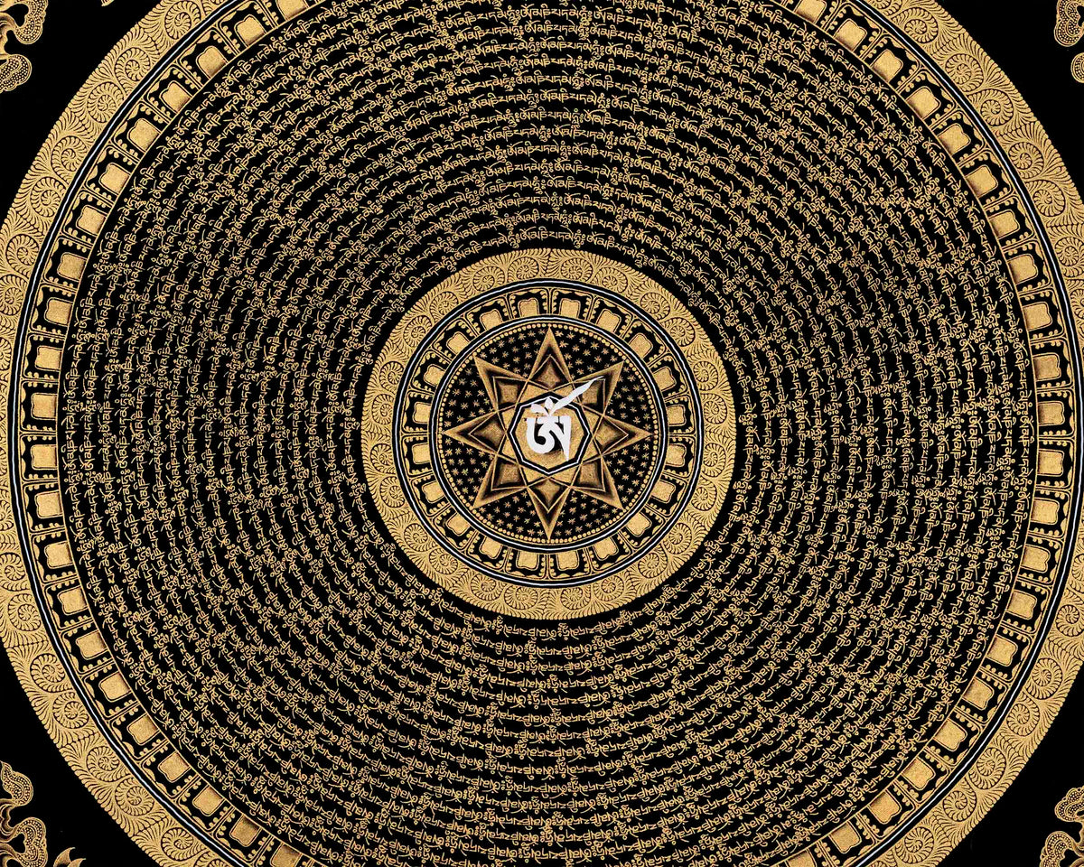 Gold Mandala Thangka Print | Traditional Buddhist Mandala in Giclee Canvas Print | Spiritual Gift Ideas