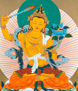 Manjushree Thangka | Manjushri With Others | Tibetan Thangka Painting