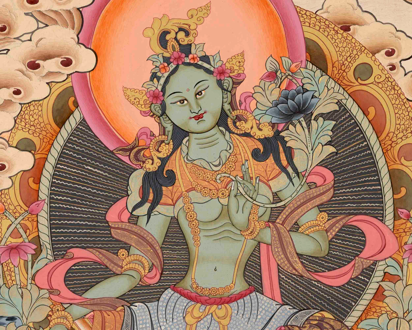 Green Tara Thangka Painting | Buddhist Gifts | Wall Decors