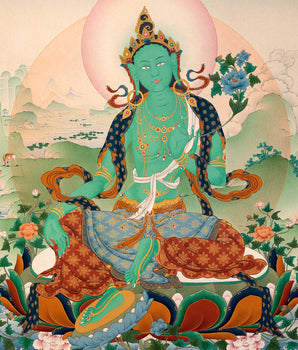 Green Tara Thangka Print | Digital Canvas Print