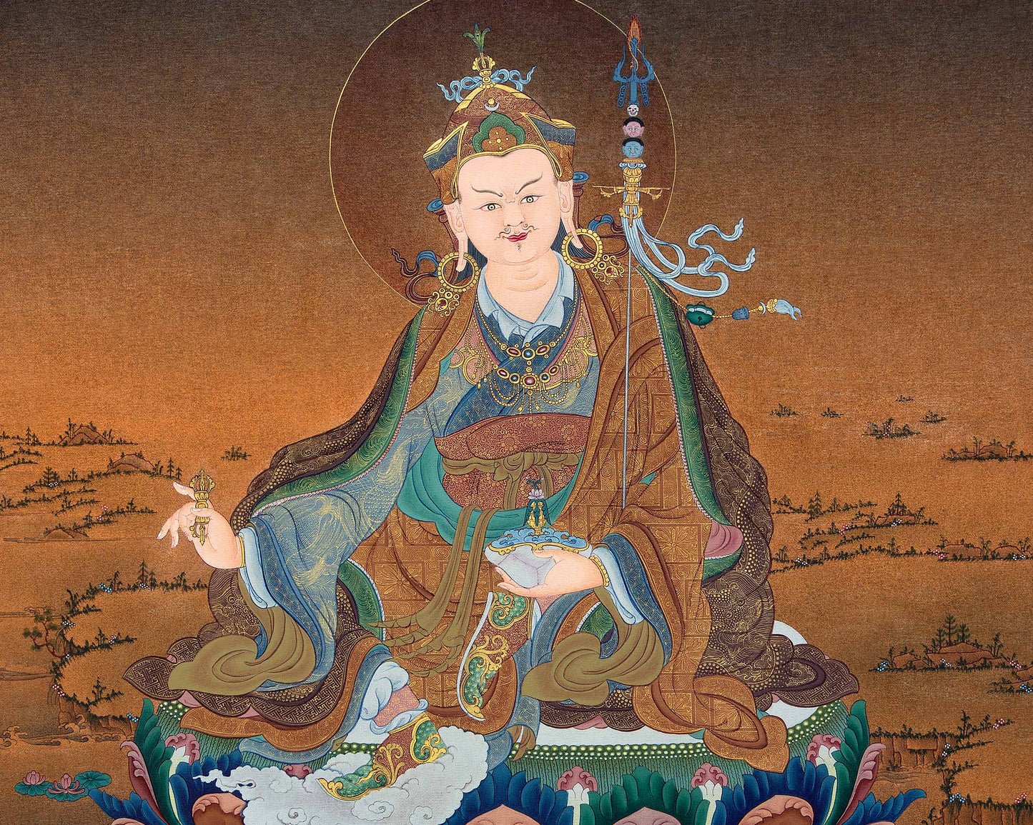 Guru Padmasambhava Thangka Prints | Tibetan Thangka Canvas Digital Print