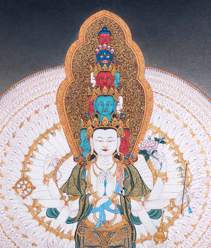 1000 Armed Avalokiteshvara Thangka Print | Traditional Tibetan Painting