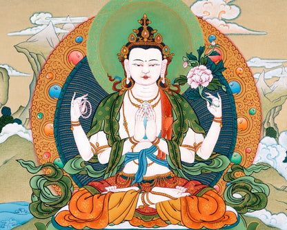 Chenrezig | Bodhisattva Thangka Painting | Buddhist Art