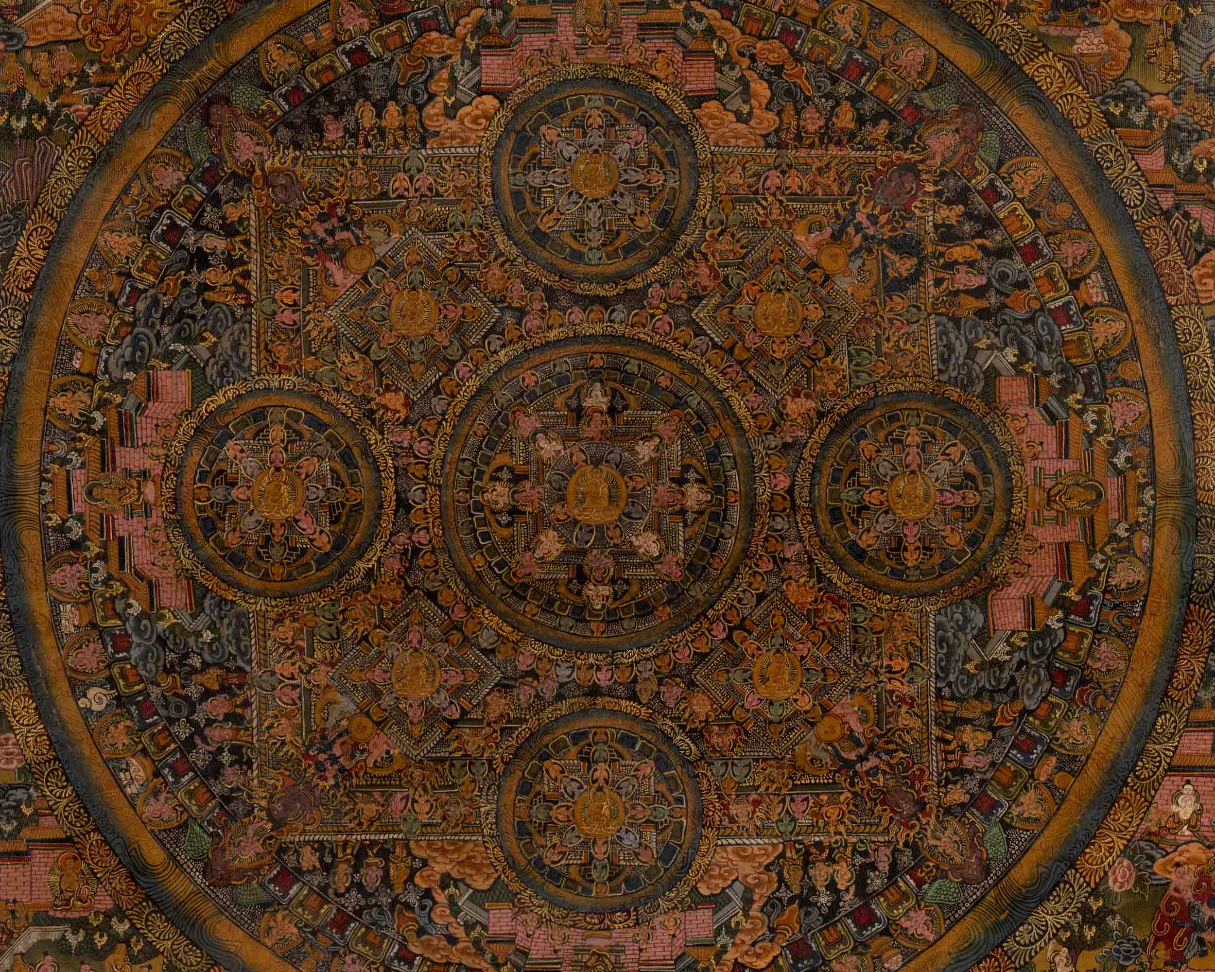 Pancha Buddha Mandala Thangka | Religious Buddhist Art | Wall Decors