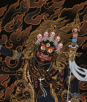 Troma Nagmo Thangka | Dakini In Black And Gold | Includes Brocade