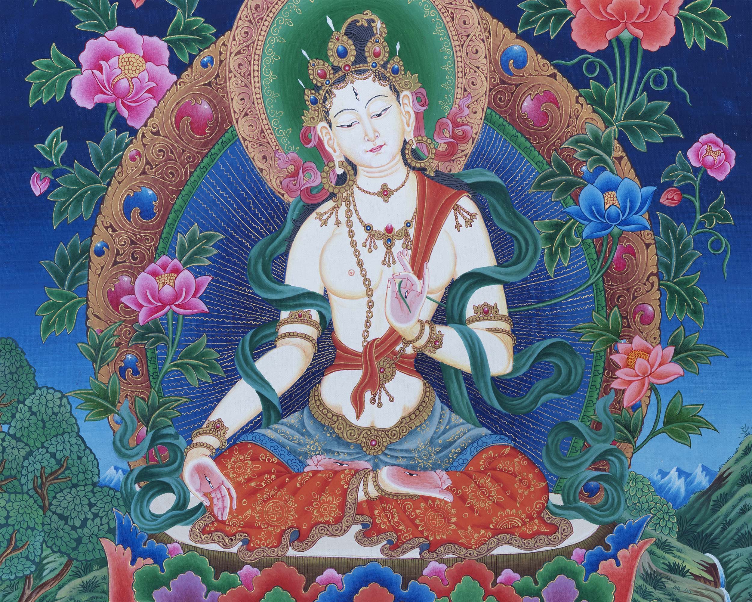 Tibetan Green Tara | Newari Paubha Art of Mother Tara