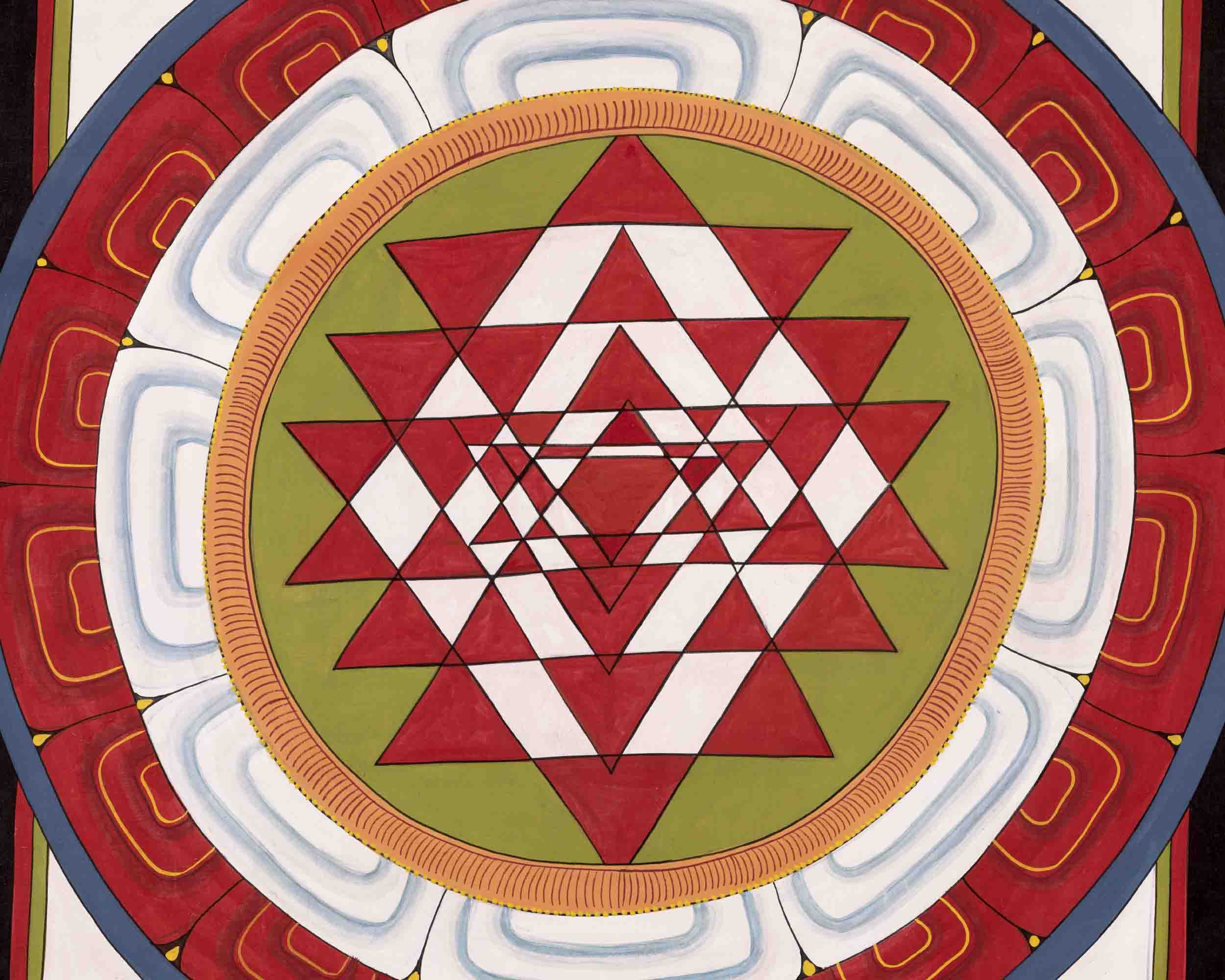 Shree Yantra Mandala Thangka | Vintage Traditional Art | Wall Decors