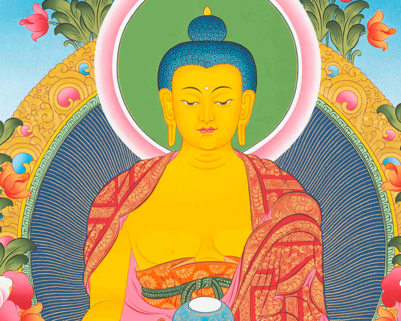 Shakyamuni Buddha Thangka | Religious Buddhist Paint | Wall Decors