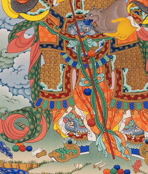 Vaishravana Painting Art Canvas Print | Four Guardian Kings Print For Wall Hanging