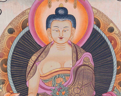 Shakyamuni Buddha With Brocade | Wall Decor Painting