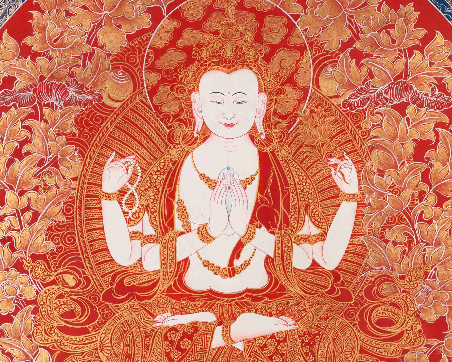 Avalokiteshvara Chengrezig Thangka | Bodhisattva Of Compassion | Wall Decors