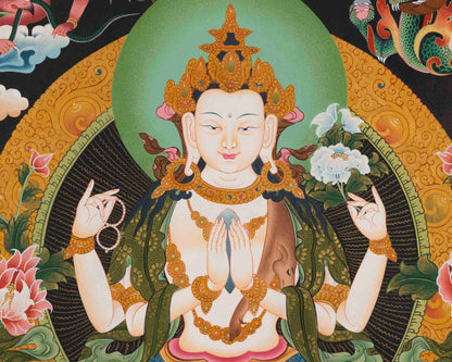 Avalokitesvara Chenresig Thangka | Religious Buddhist Art | Wall Decor