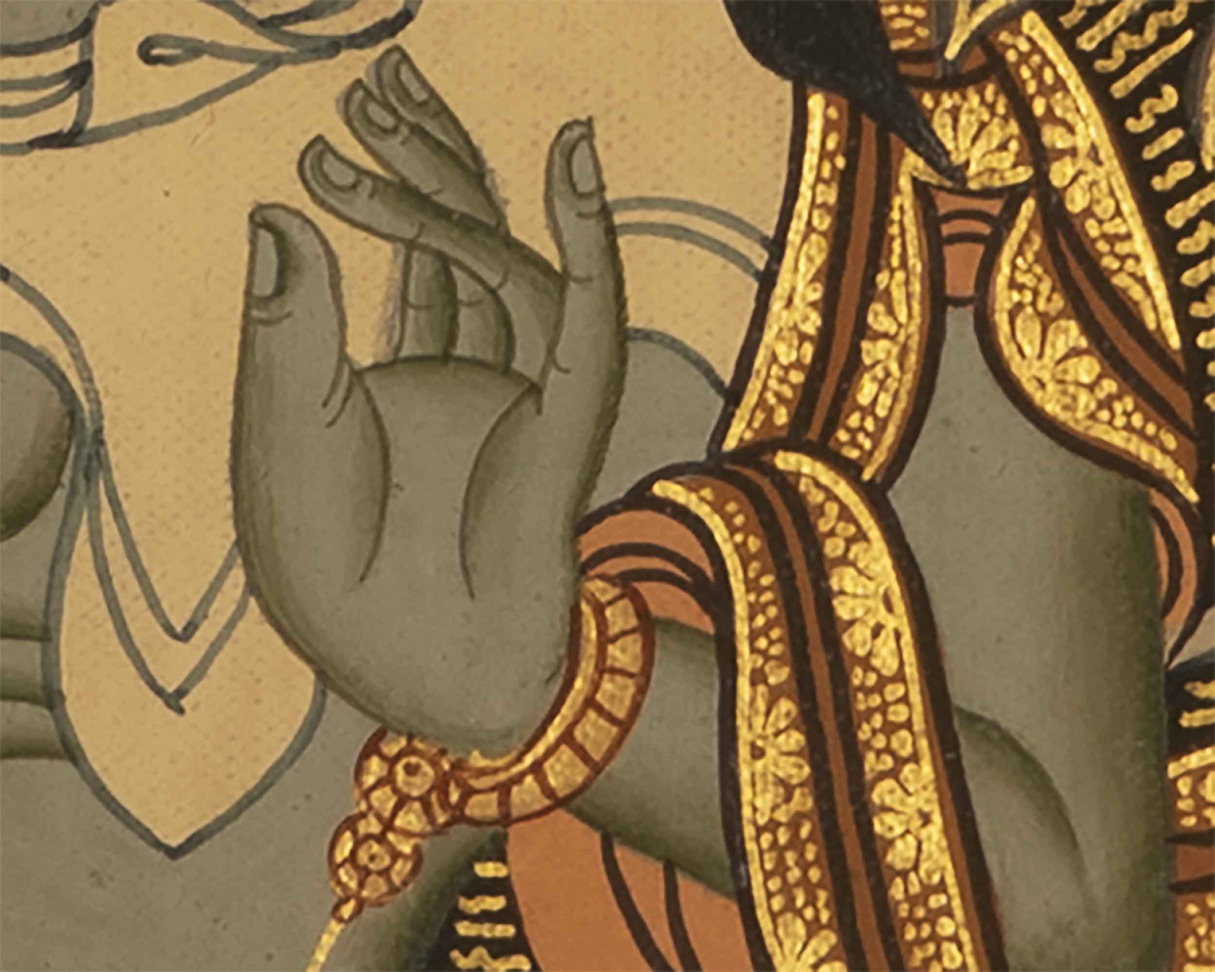 Small Green Tara Thangka | Religious Art For Wall Decor