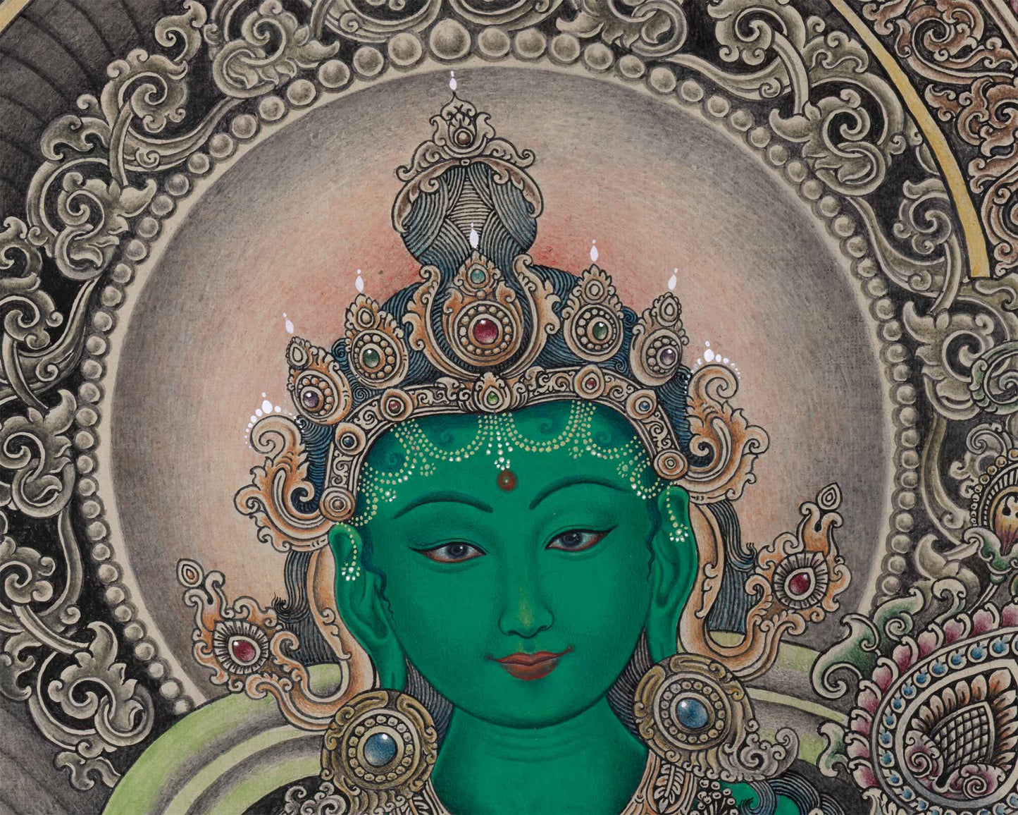 Embrace The Blessing With Green Tara Canvas Print | Tibetan Buddhist Art | Gift Ideas