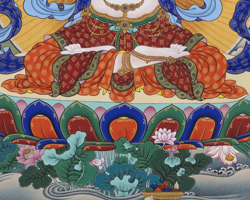 Tibetan Canvas Print For Chenrezig Mantra Practice | Four-Armed Avalokitesvara Giclee Print