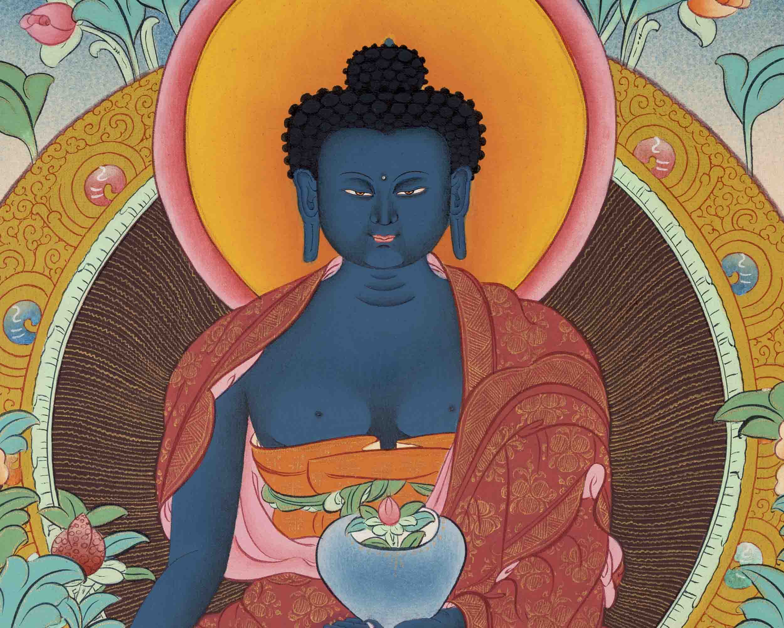 Medicine Buddha Thangka | Handpainted Buddhist Art | Wall Decors