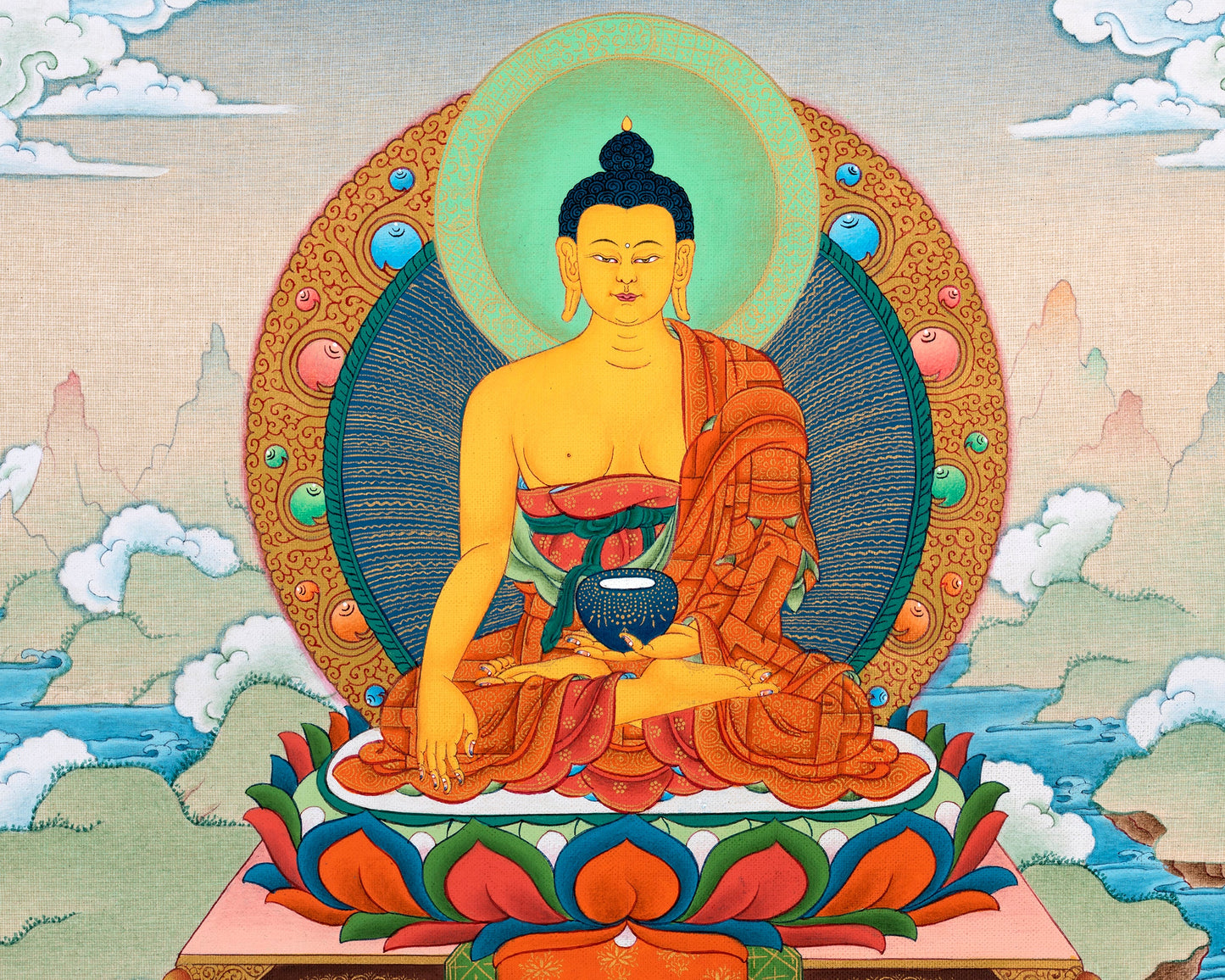 Buddha Shakyamuni Thangka | Traditional Tibetan Art