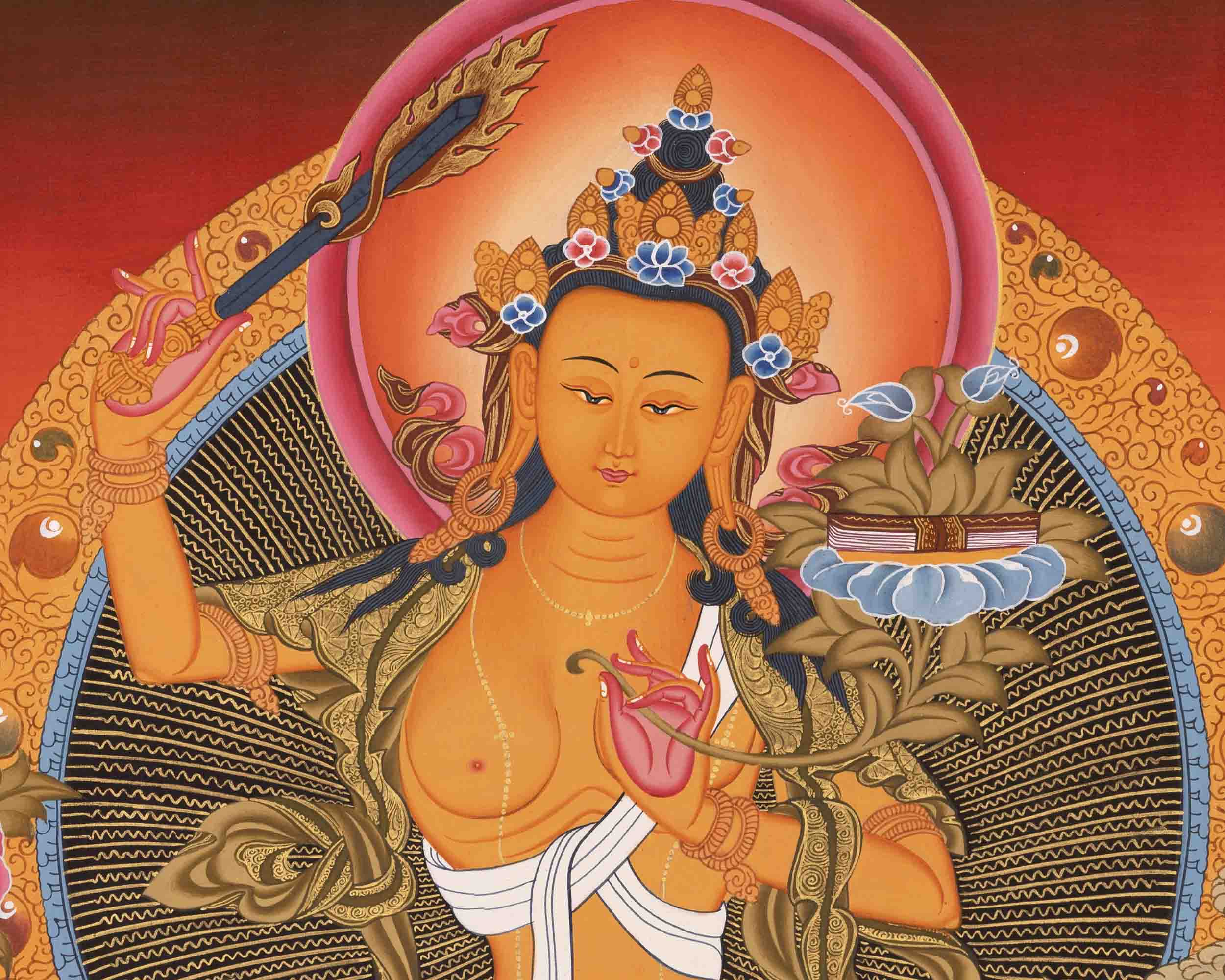 Wisdom Bodhisattva Manjushri | Religious Buddhist Thangka | Wall Decors
