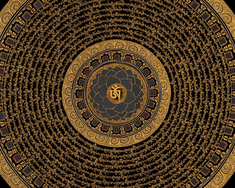 Buddhist Mantra Mandala | Religious Thangka Painting | Wall Decoration