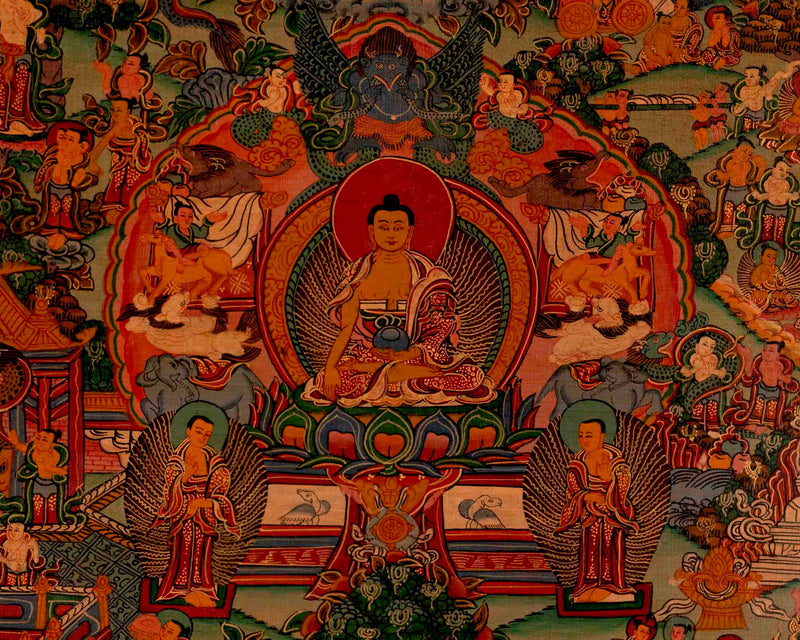 Shakyamuni Budda's Life Story | Oil Varnished Thangka | Wall Decors