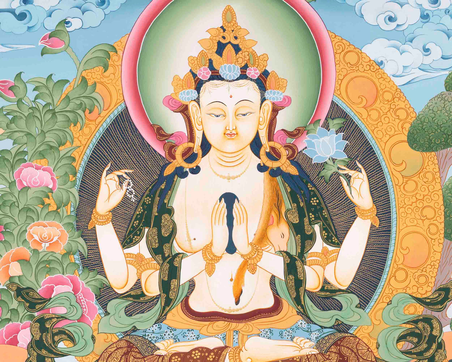 Avalokitesvara Chenresig Thangka | Religious Buddhist Art | Buddhist Gifts