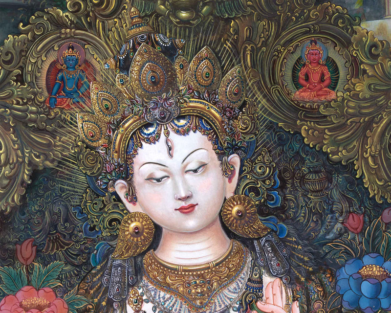 White Tara Canvas Print | Mother White Tara Digital Print | The Symbol of Compassion and Healing