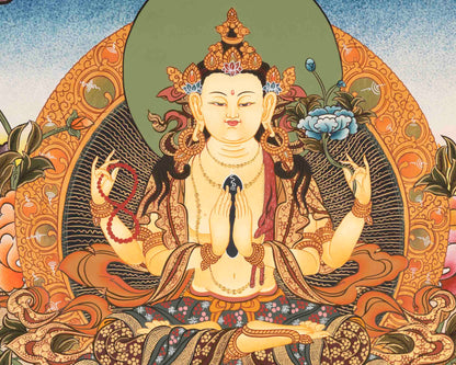 Avalokitesvara Chenresig Thangka | Bodhisattva Of Compassion | Wall Decors