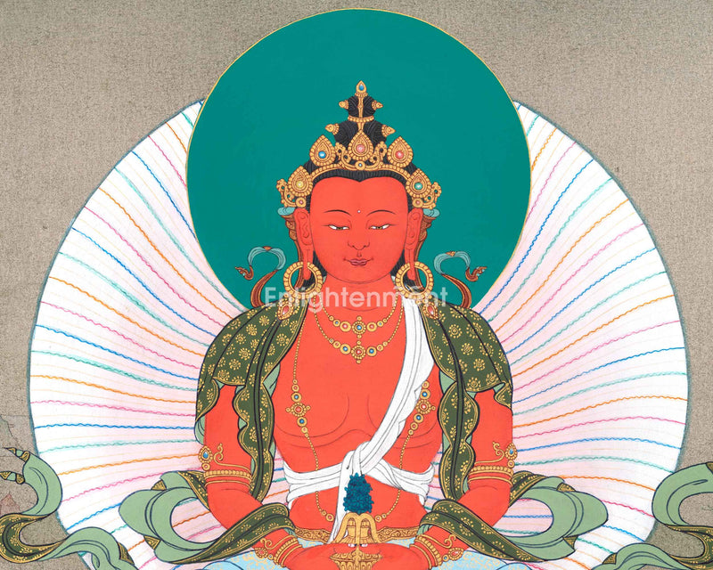 Sacred Amitayus Buddha Thangka Art | Buddha of Eternal Life | Cosmic Buddhas of Esoteric Buddhism