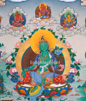 Traditional Tara 21 Thangka | Religious Wall Hanging | Hand-Painted Artwork of Compassion
